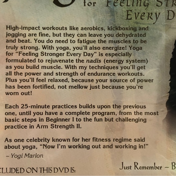 Yogi Marlon DVD Yoga for Feeling Stronger Every Day-25 Min. Practices SEAL 2003 - Picture 4 of 5